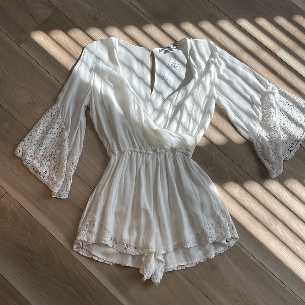 Abercrombie & Fitch White Lace-Trim Romper NWT